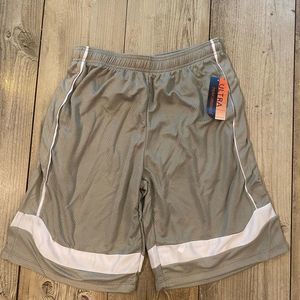 Mens Silver and White Basketball Shorts Ultra Performance with Pockets